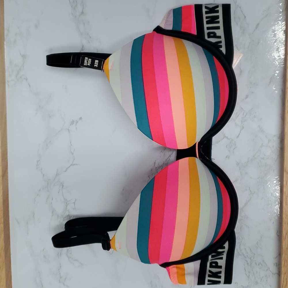 PINK Victoria's Secret Super Push-up Colorful Bra 32B
